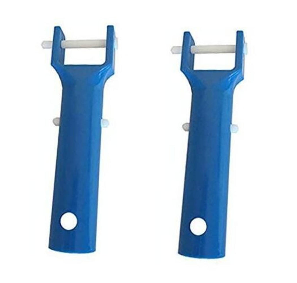 Blue pool vacuum handle replacement kit with V-clip and pin, side view