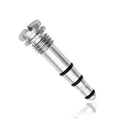 Stainless steel manual release relief valve with threaded fittings and black O-rings.