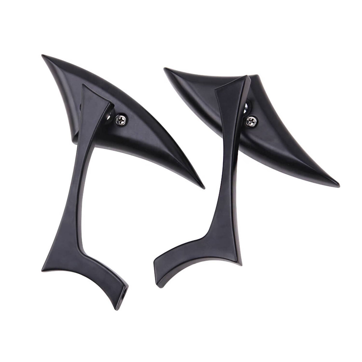 Motorcycle rearview side mirror covers, matte black pair with screw holes