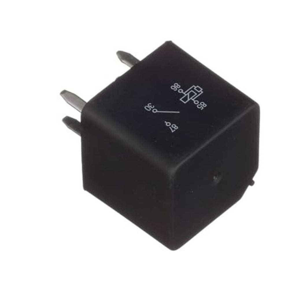 Black cube-style relay with angled view and three blade pins
