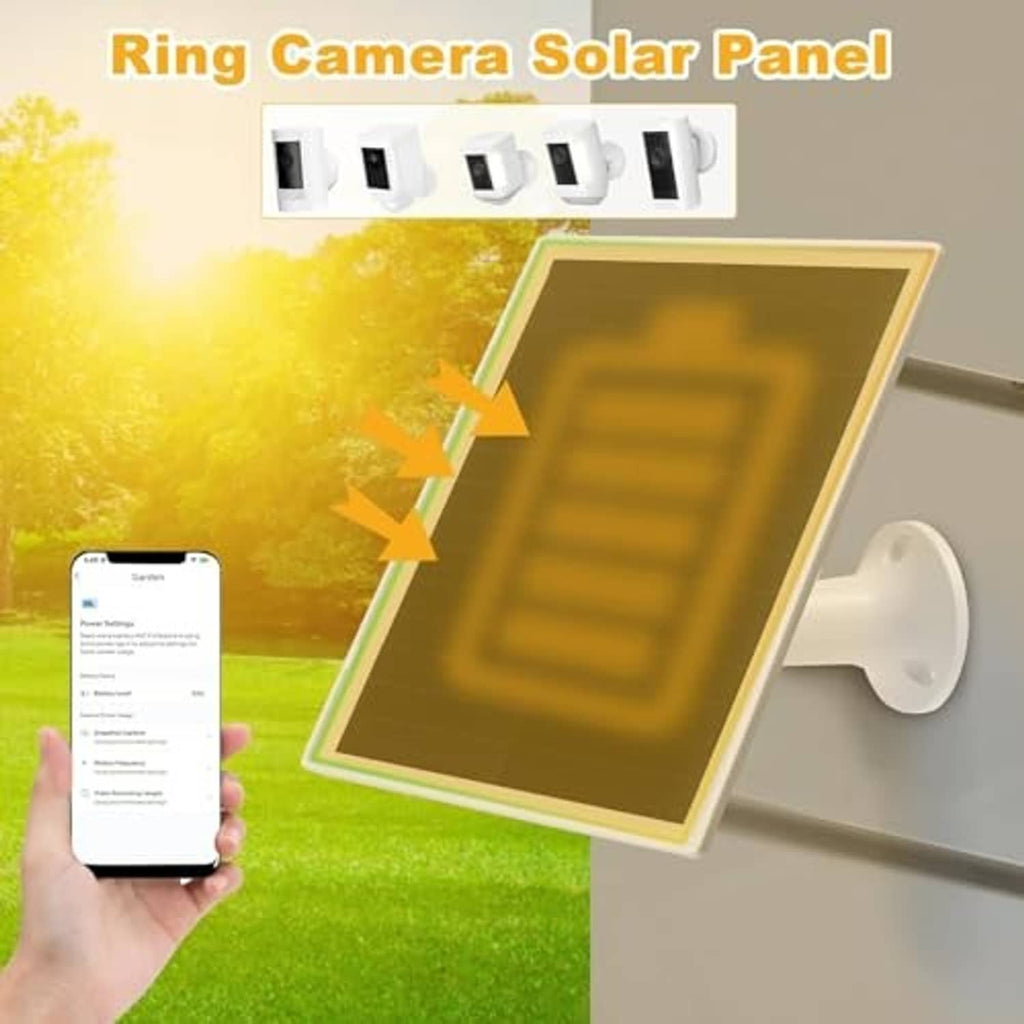 Wall-mounted solar panel charger with white bracket and black photovoltaic panel