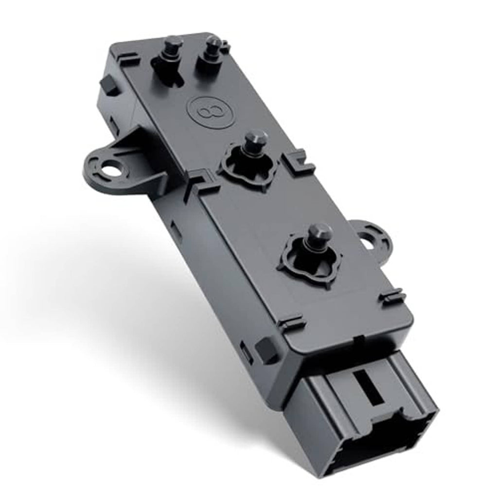 Power seat control switch module, black housing with three raised control knobs