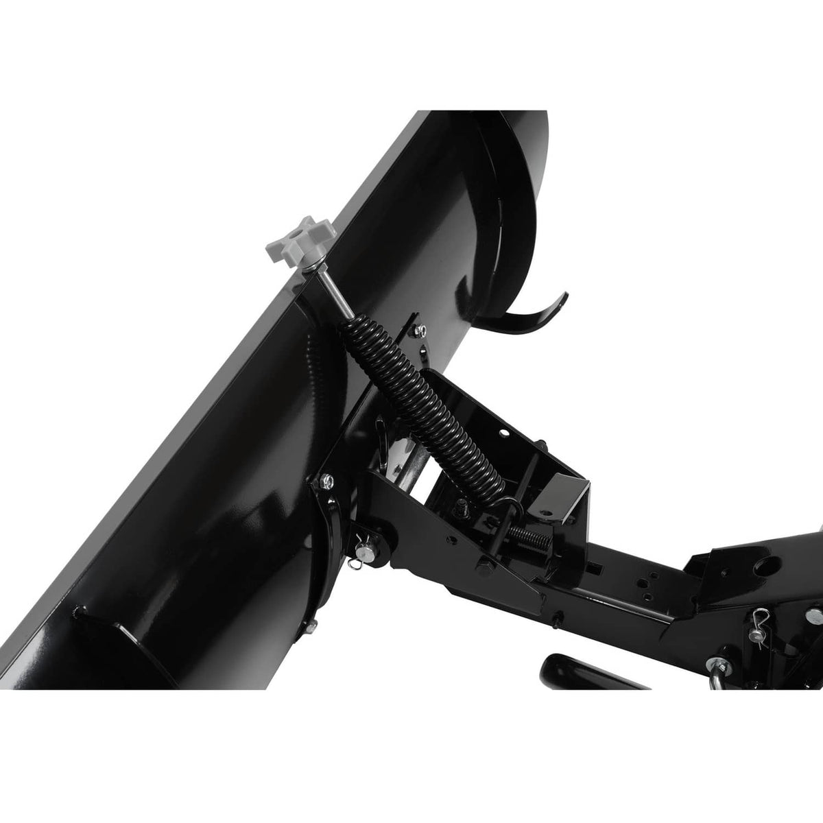 46-inch snow blade plow attachment with black curved blade and spring mount hardware