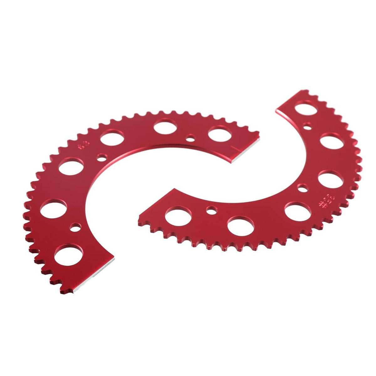 Red split chain sprocket gear with circular holes and 63T teeth