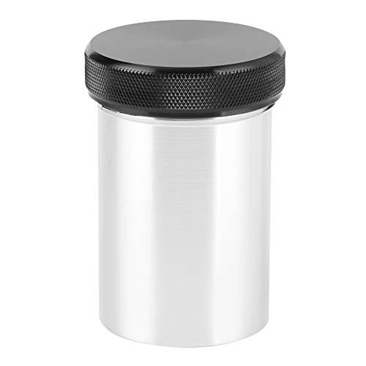 2-inch aluminum weld-in vented bung with black textured cap, angled view