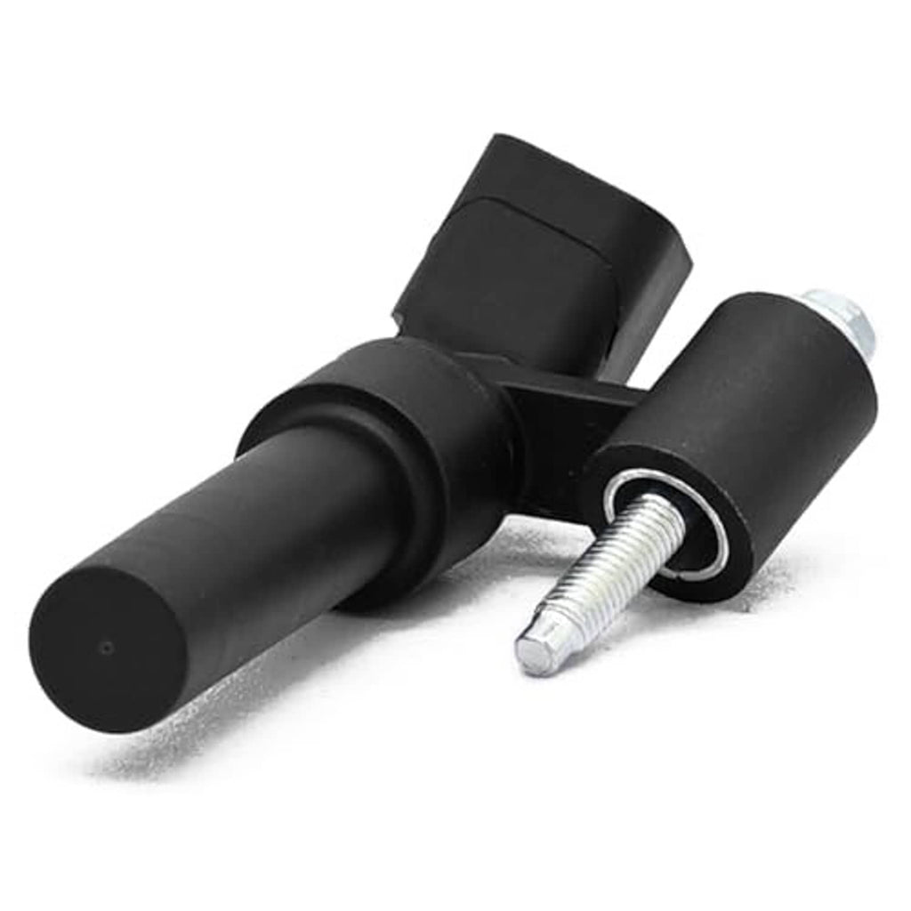 Crankshaft position sensor with black housing, metal bolt, and outlet tube