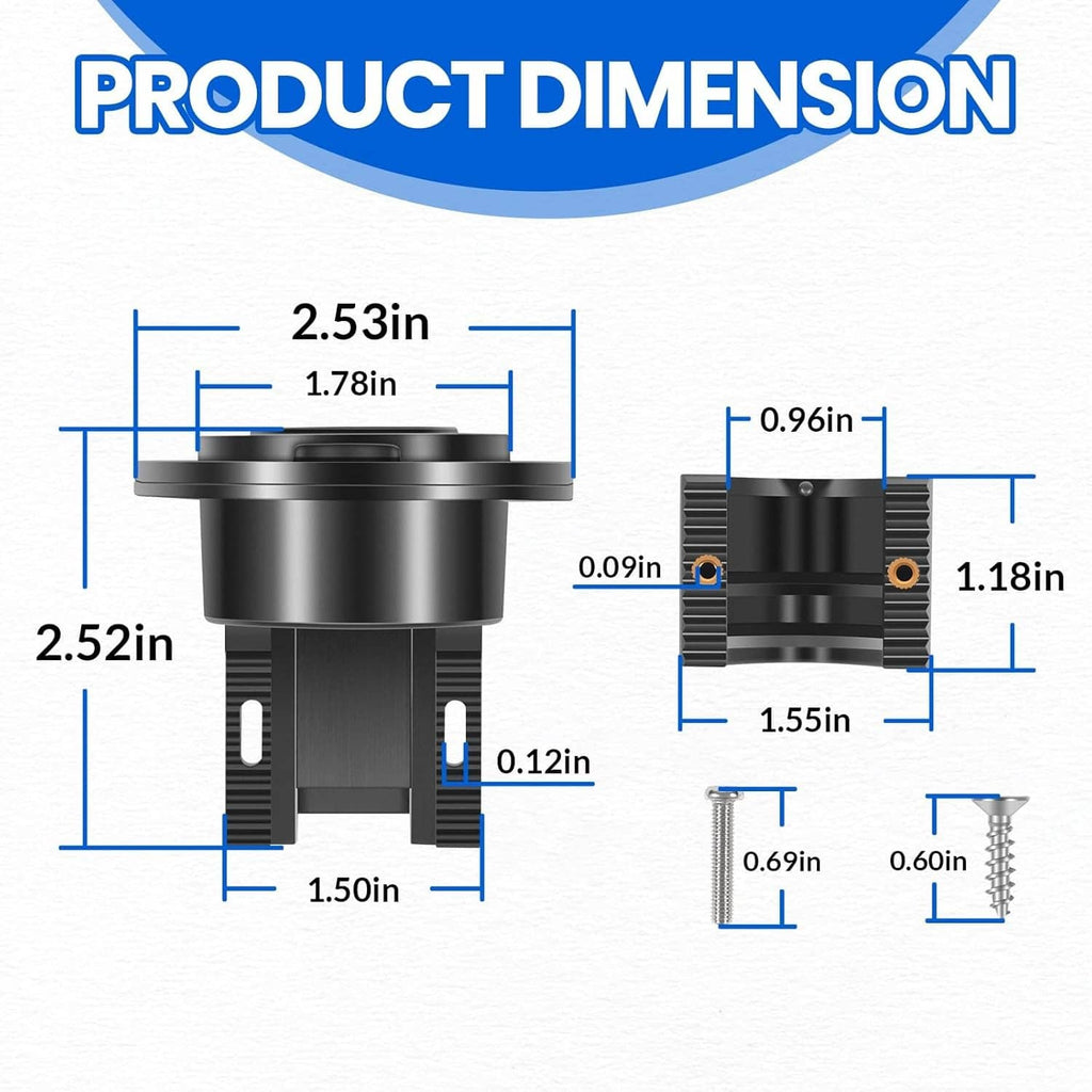 AC power port dimensions diagram with measurements for mounting fit