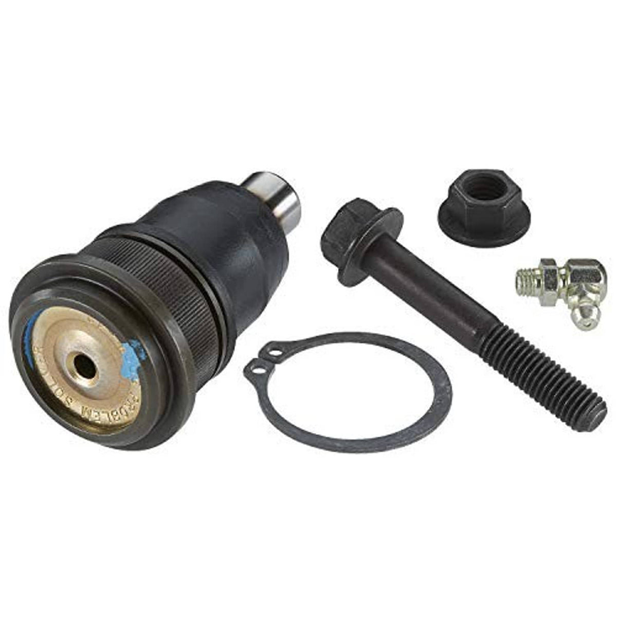 Front upper ball joint kit with rubber boot, metal ball stud, and ring seal