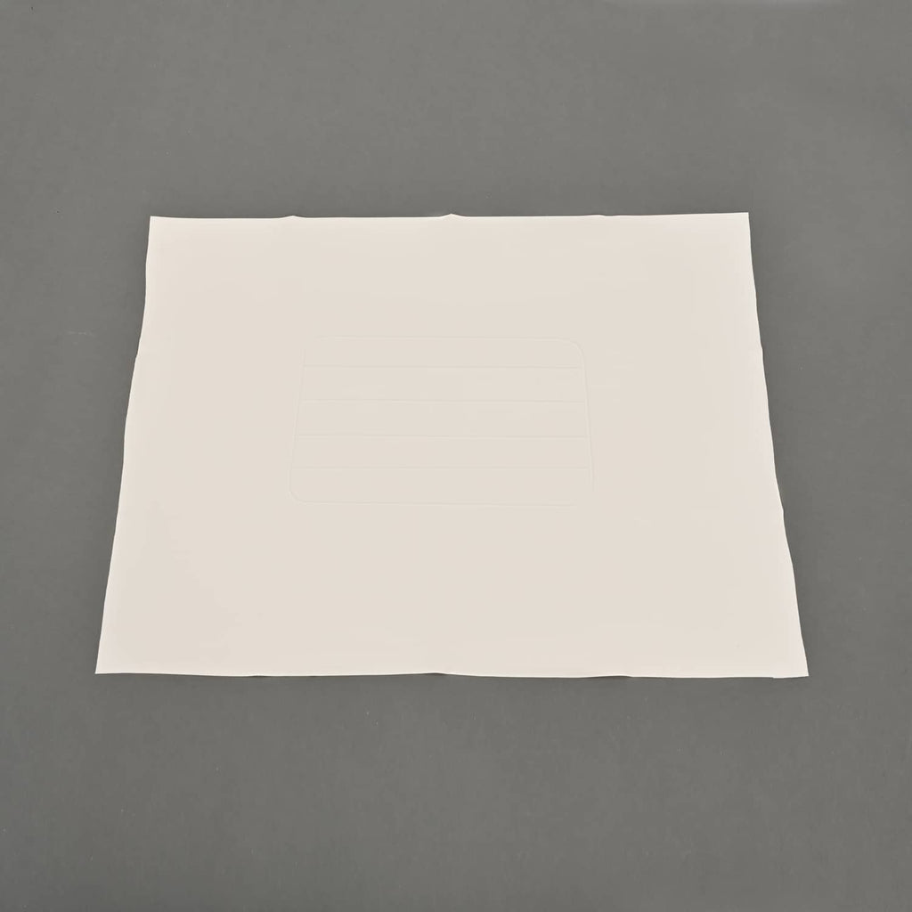White seat back cover with stitched panel lines