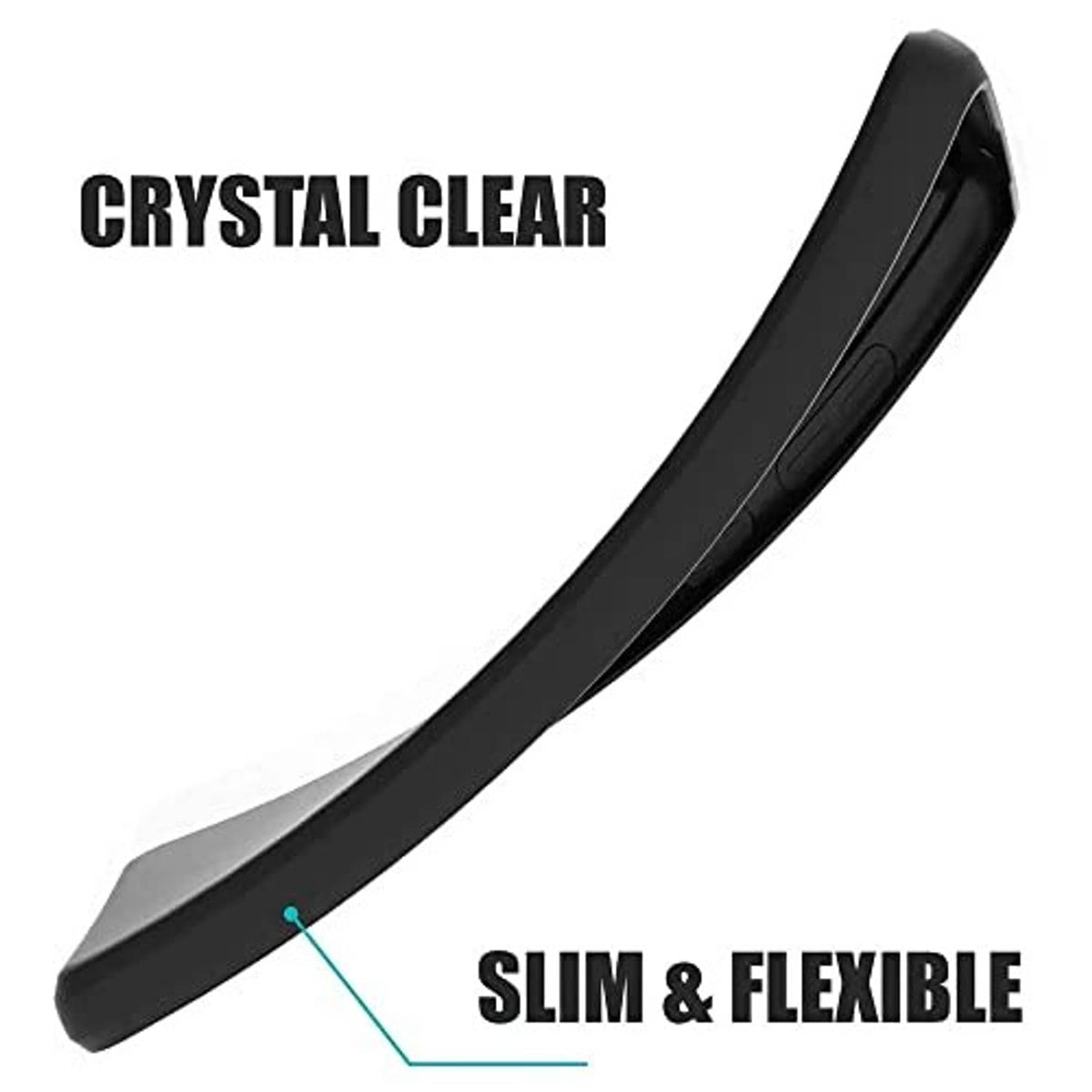 Crystal-clear slim phone case edge profile, flexible thin design