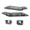 Front bumper bracket retainer set with two dark gray side brackets and two clips