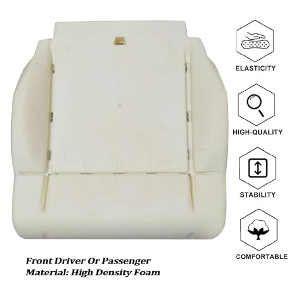 Light beige front driver or passenger seat bottom foam cushion pad, rectangular top