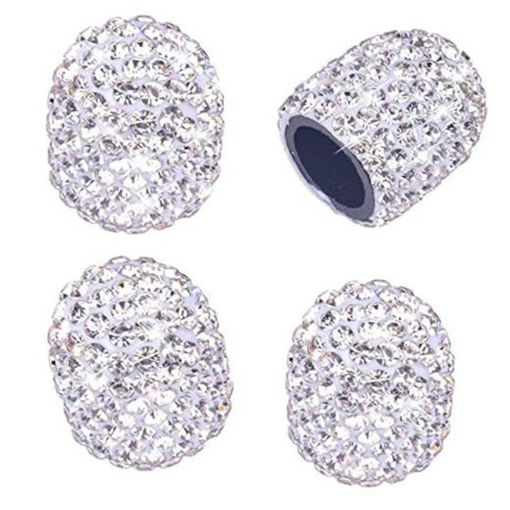 Crystal rhinestone valve stem caps, 4-pack with one open end