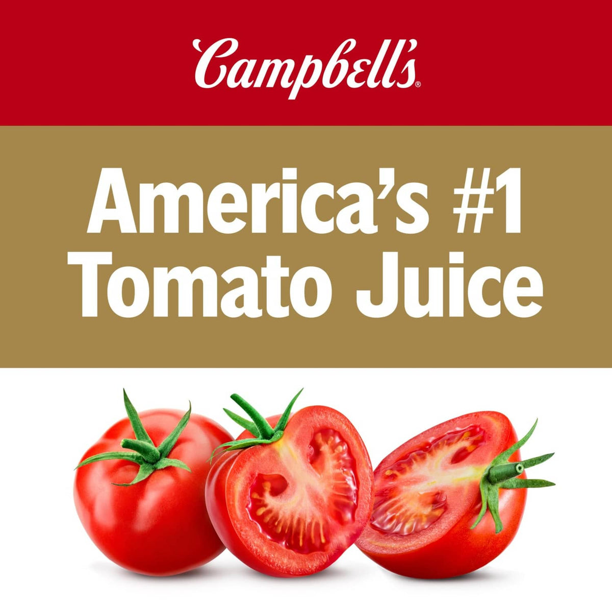 Campbell's America's #1 Tomato Juice label with tomato cluster