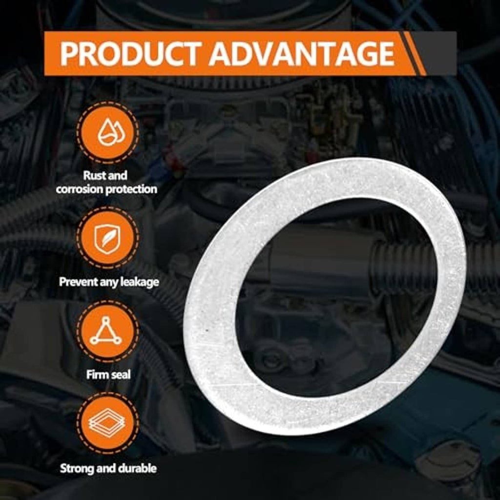 Silver oil drain plug gasket washer, round metal sealing ring