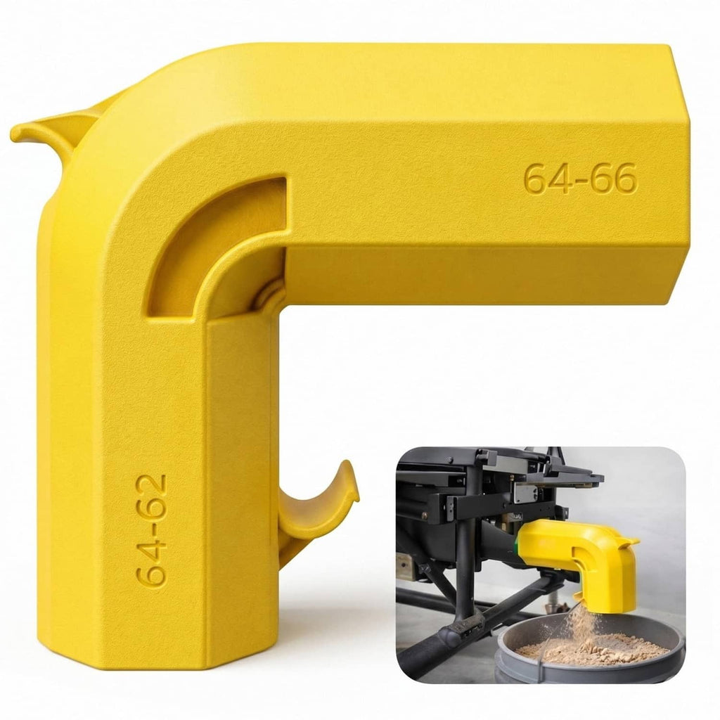 Yellow dual-port table saw dust collection adapter, 62–66mm (2.5 in) inlet