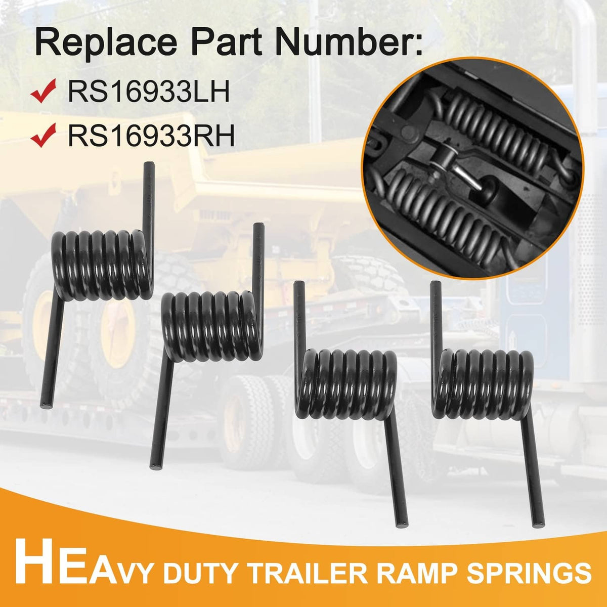Replacement torsion ramp spring kit with multiple black coil springs and rods