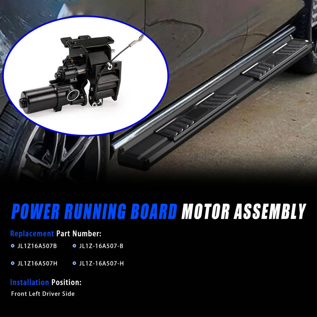 Power running board motor assembly with black actuator and side mounting bracket