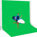 Bright green photography backdrop with metal stand and backdrop seam corner