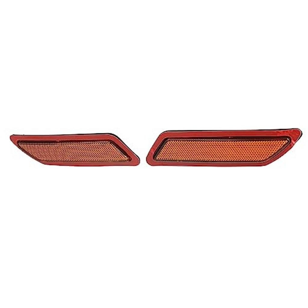 Front bumper side marker reflectors pair with amber lens and red housing