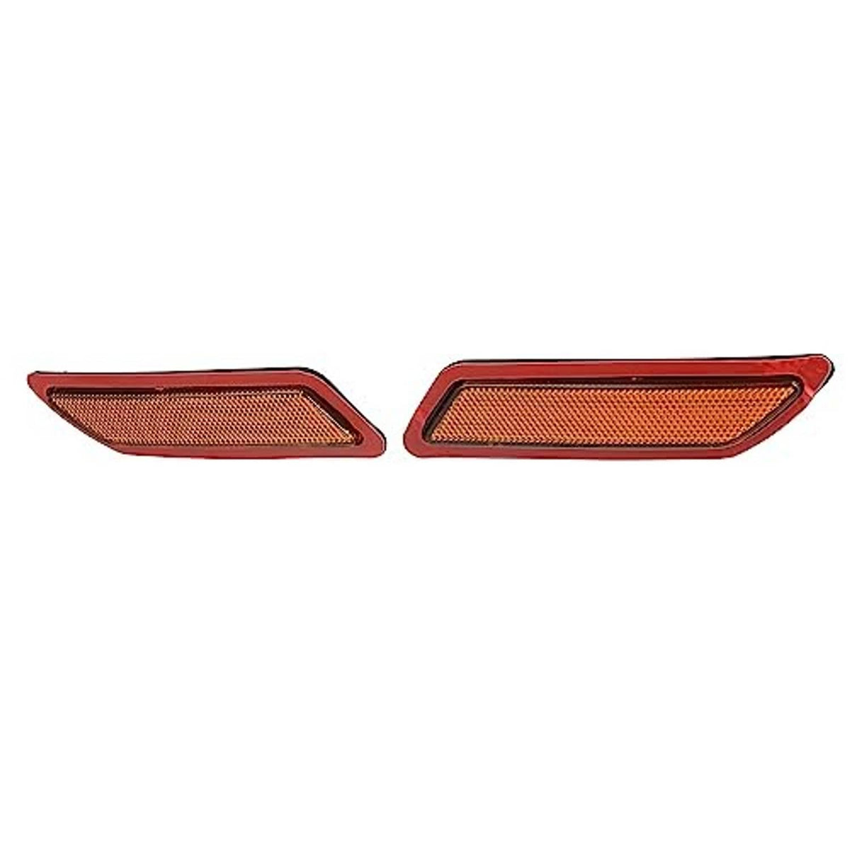Front bumper side marker reflectors pair with amber lens and red housing