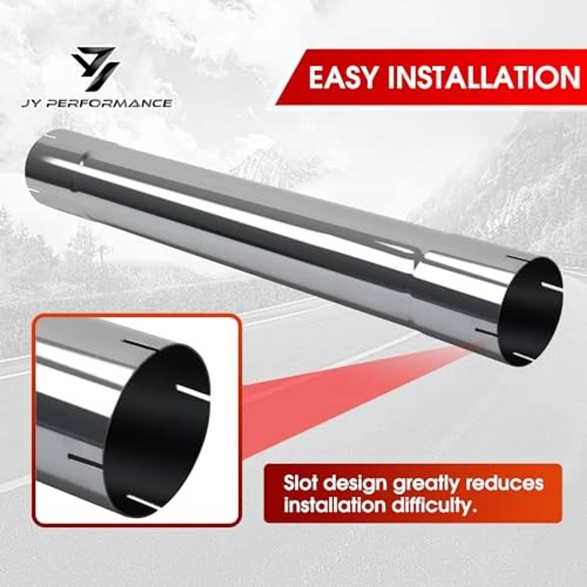 4-inch stainless steel exhaust pipe with black end and slot installation cutout