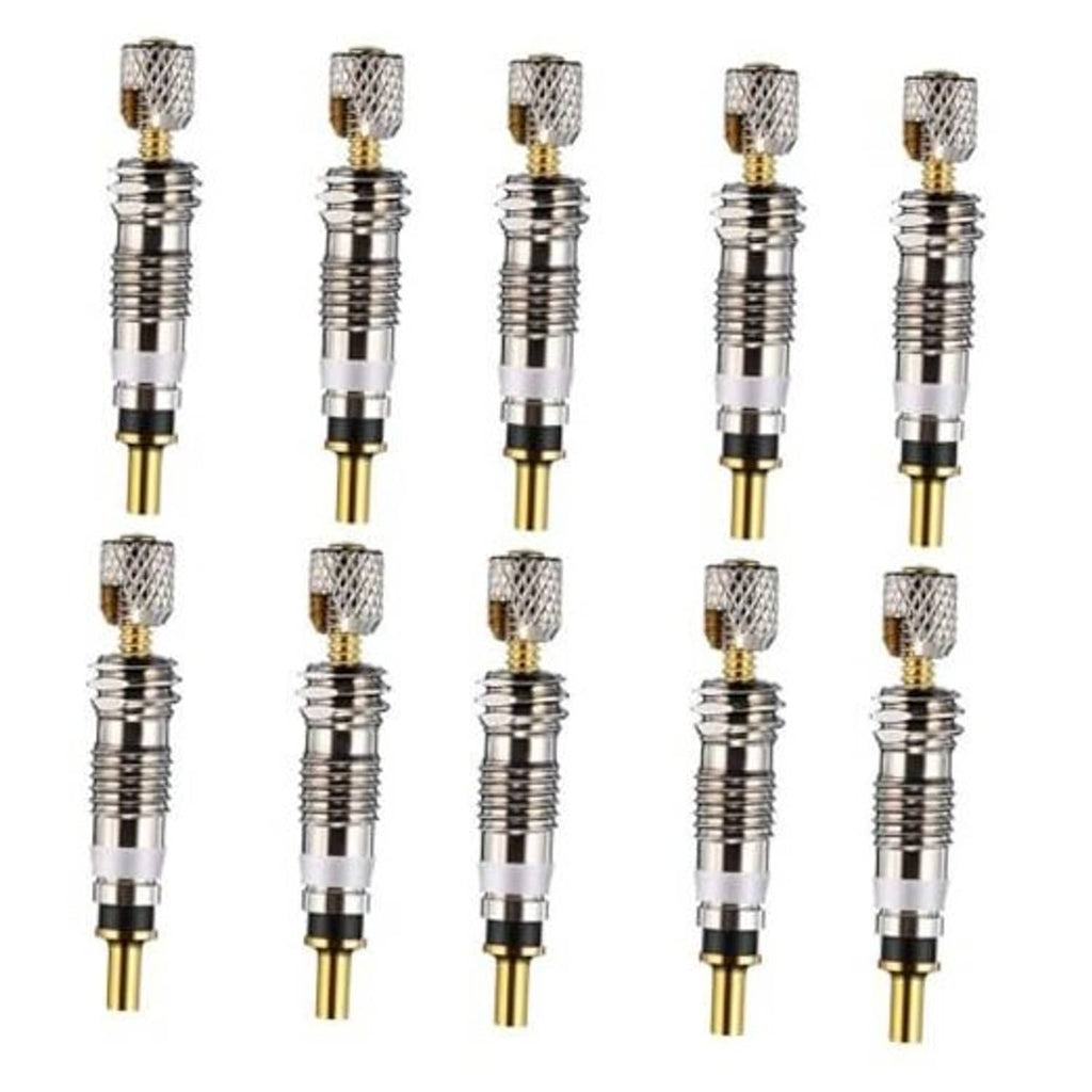 Valve core removal tool set, chrome and gold stems with knurled grip caps