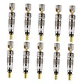 Valve core removal tool set, chrome and gold stems with knurled grip caps