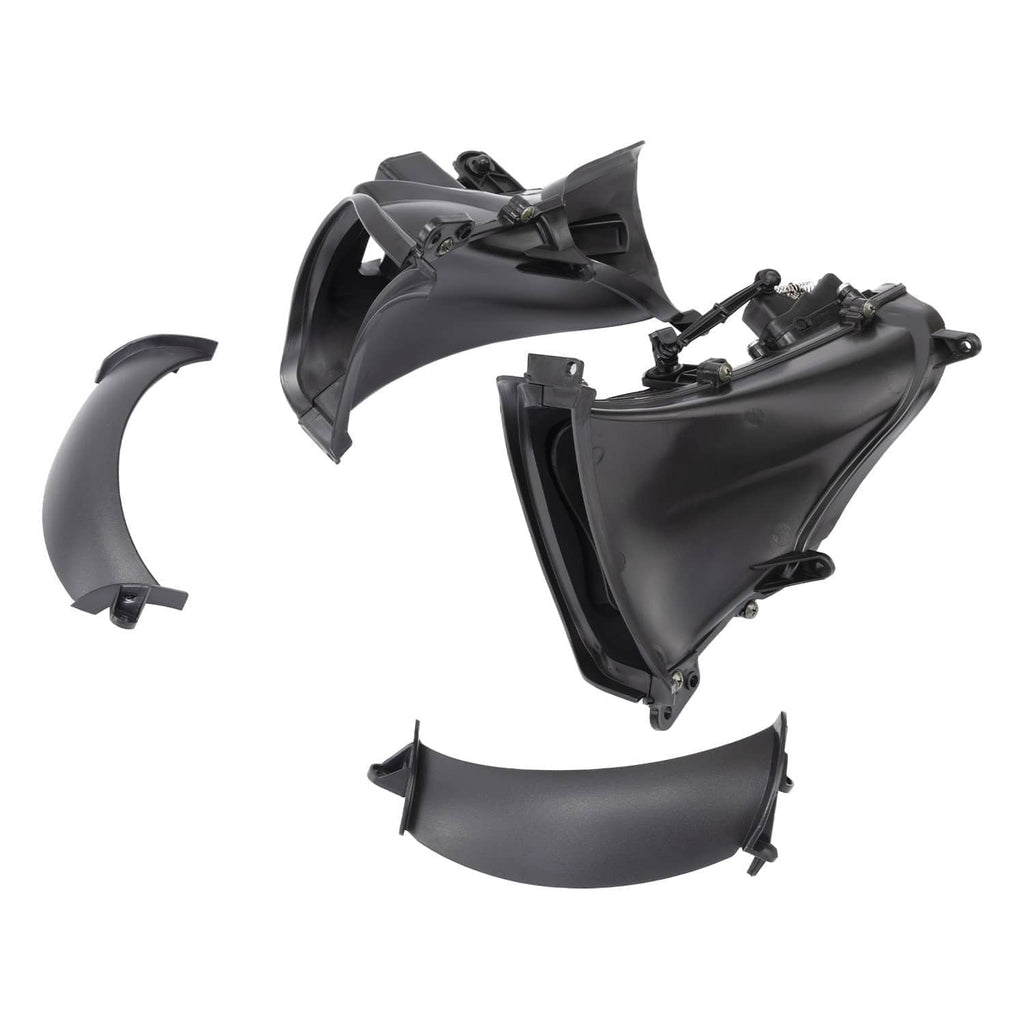 Black motorcycle fairing air duct kit showing multiple vent pieces and mounting points