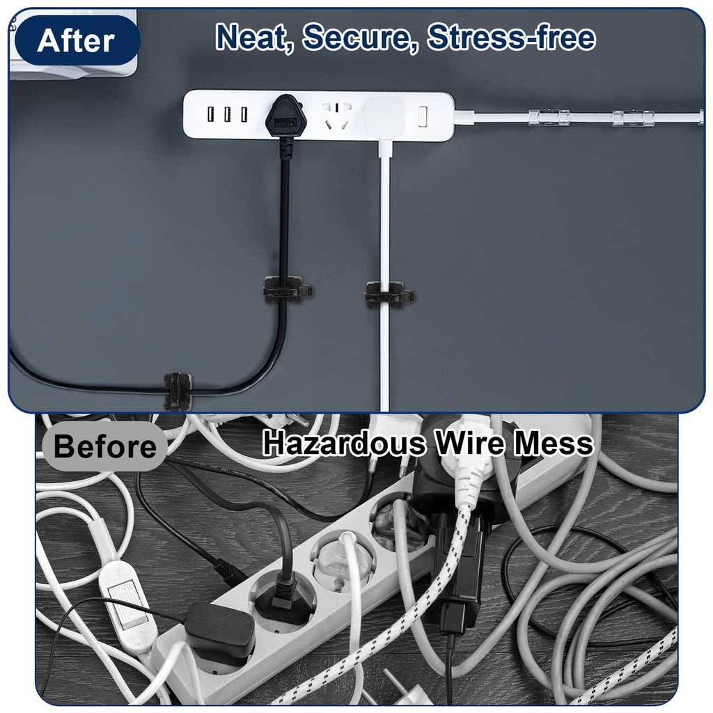 Black cable zip tie mounts kit, neatly securing bundled power cables