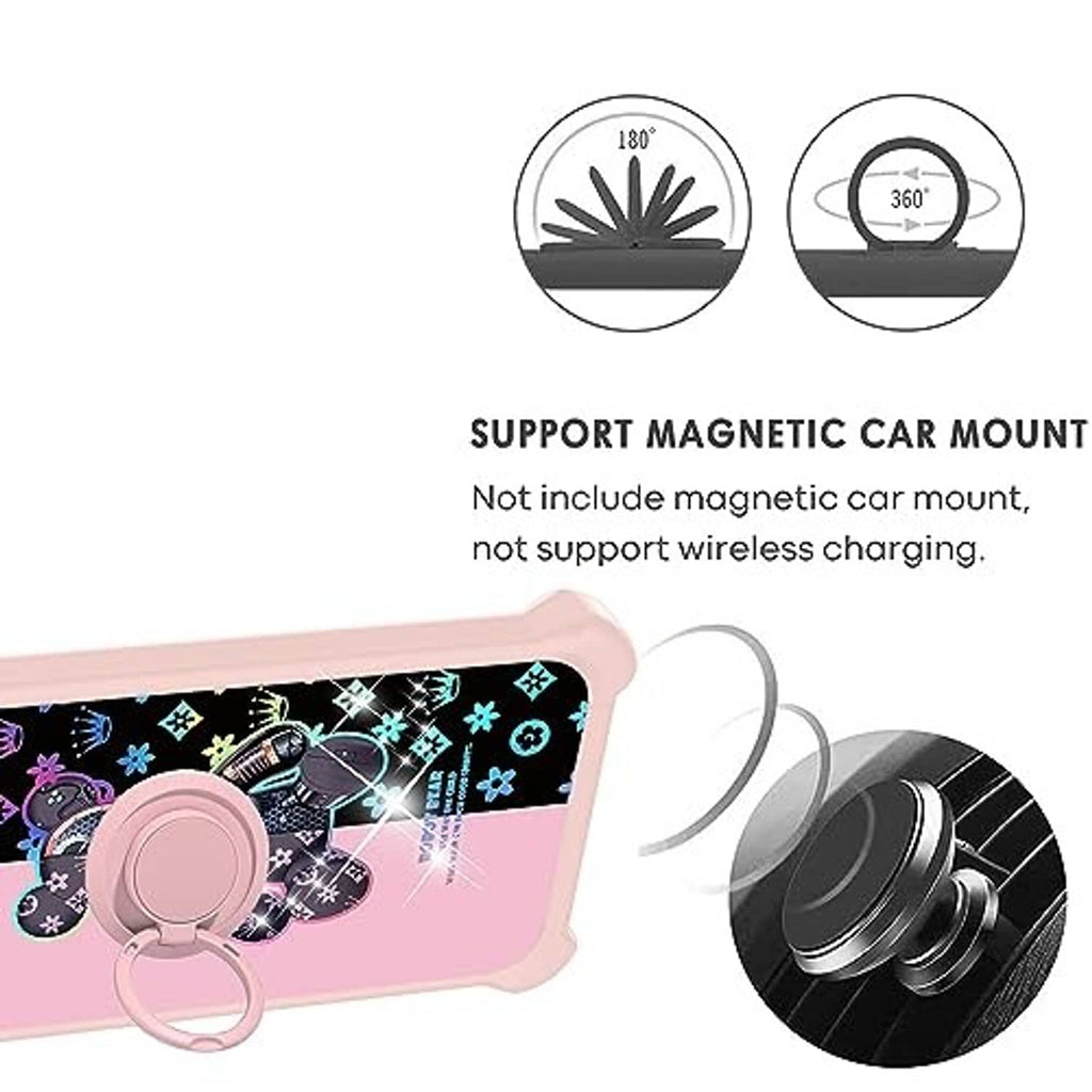 Pink phone case with back ring designed for magnetic car mount, secure phone hold