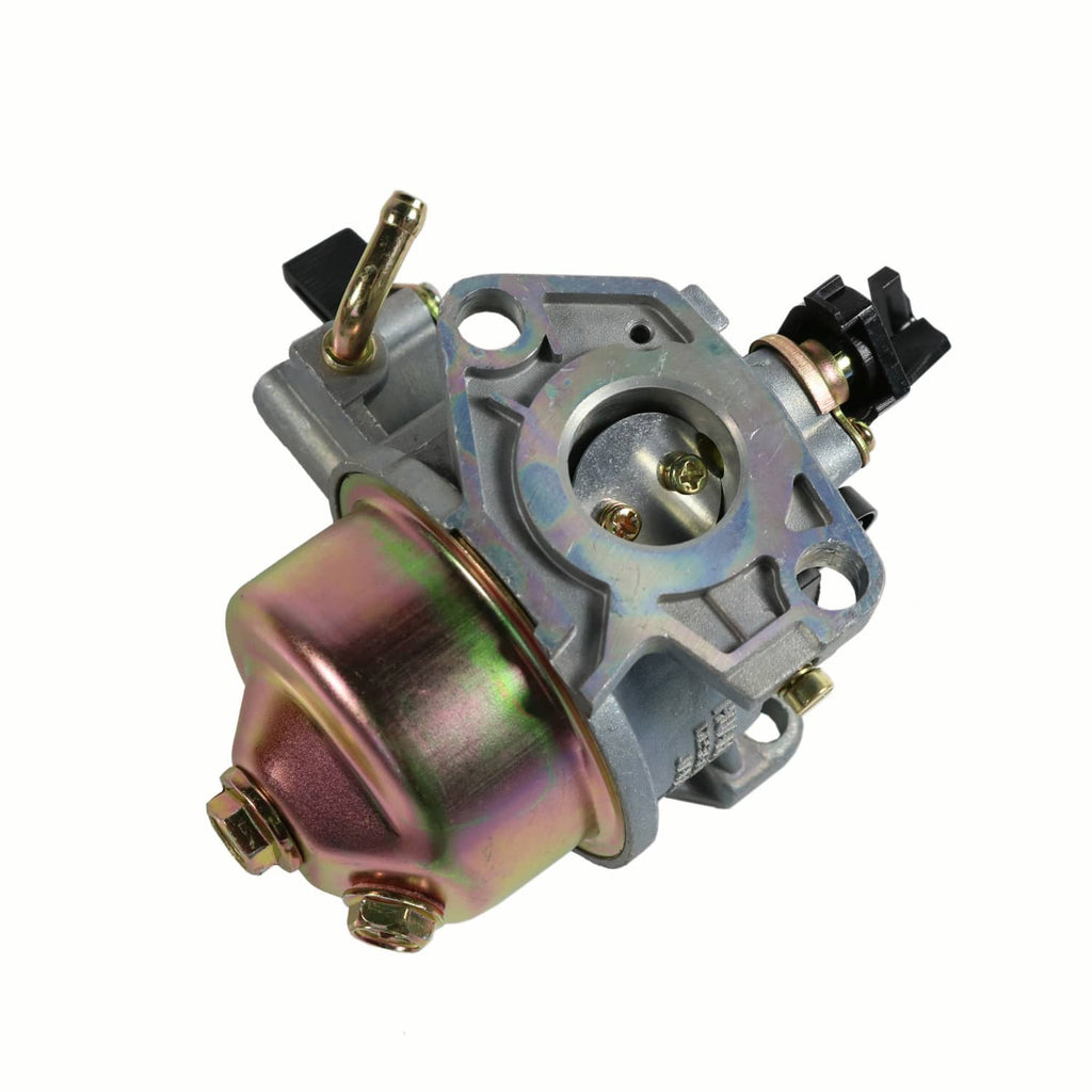 Carburetor with metal body, copper-toned fuel bowl, and electronic sensor connector