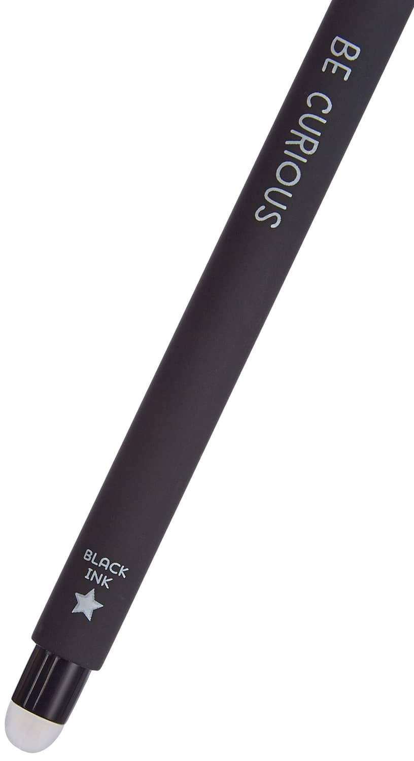 Erasable gel pen with black ink barrel and 0.7 mm tip