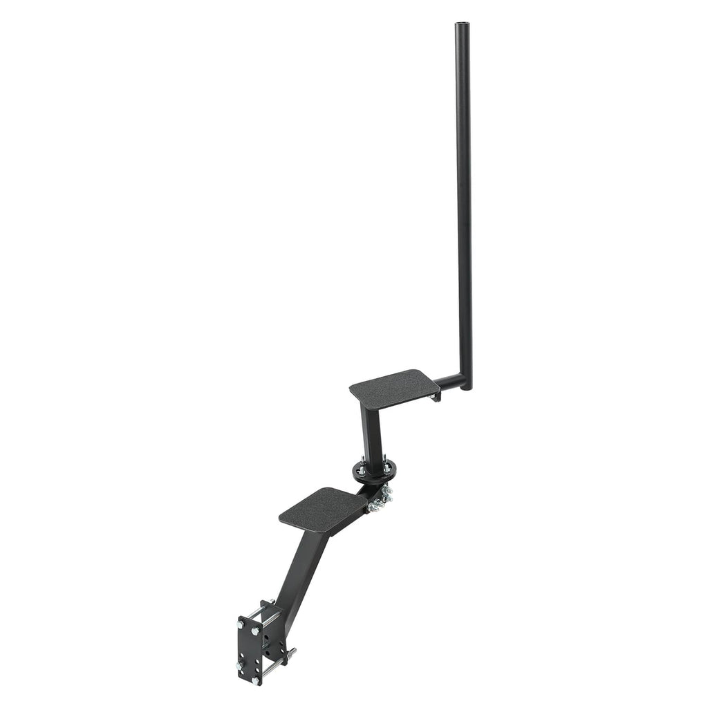 Black dual step platform with vertical handle and textured tread surfaces