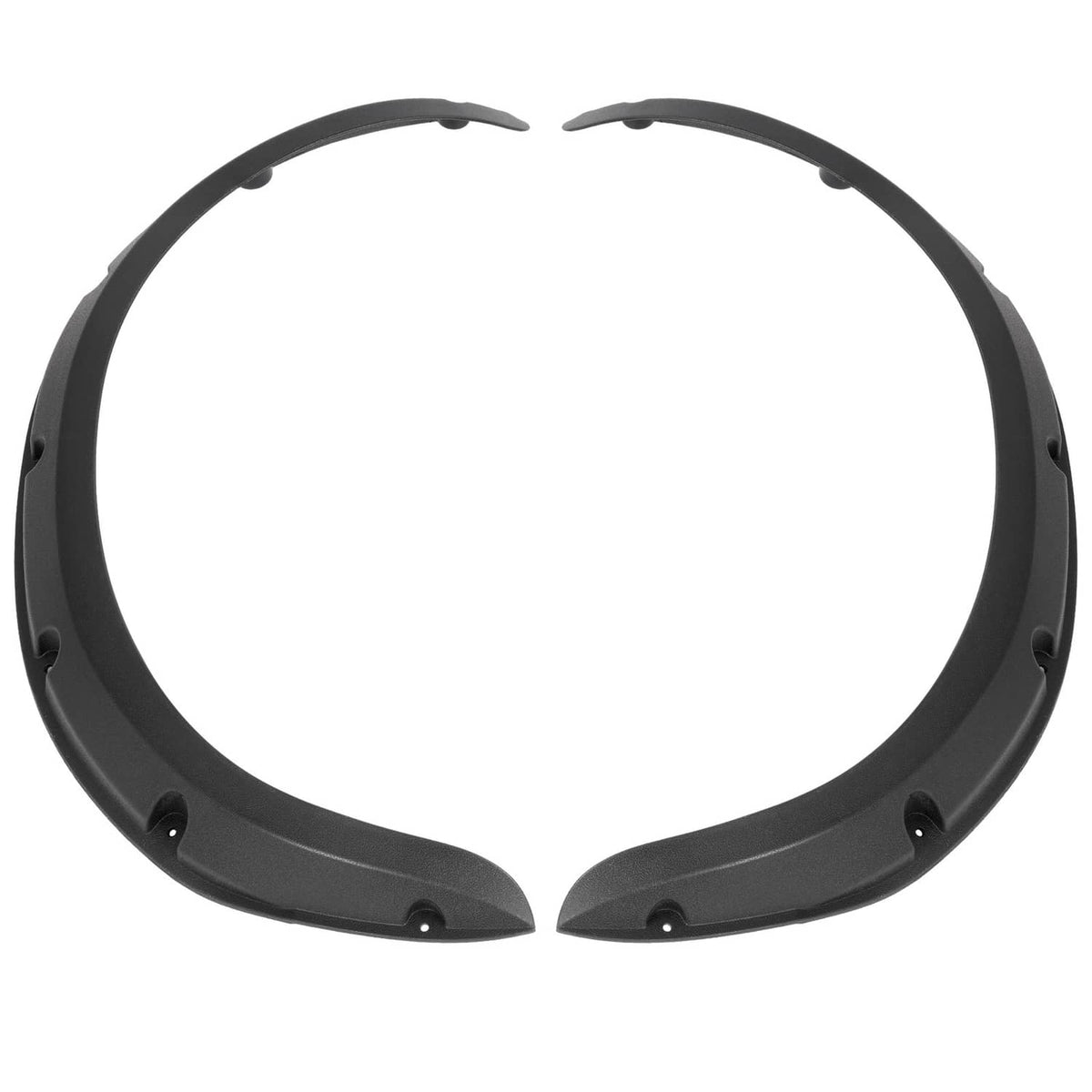 Single black curved fender flare panel with mounting tabs for wheel arch