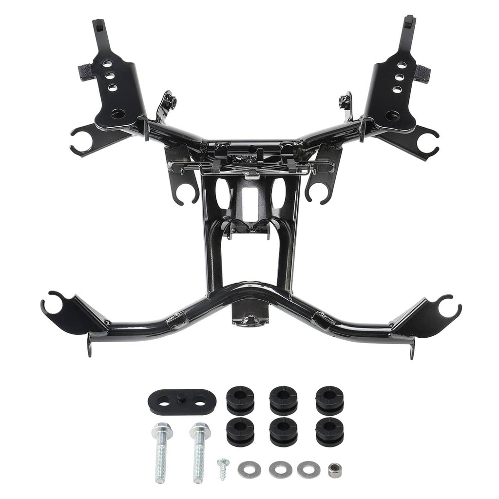 Black front fairing stay bracket with U-shaped center mount and side brackets