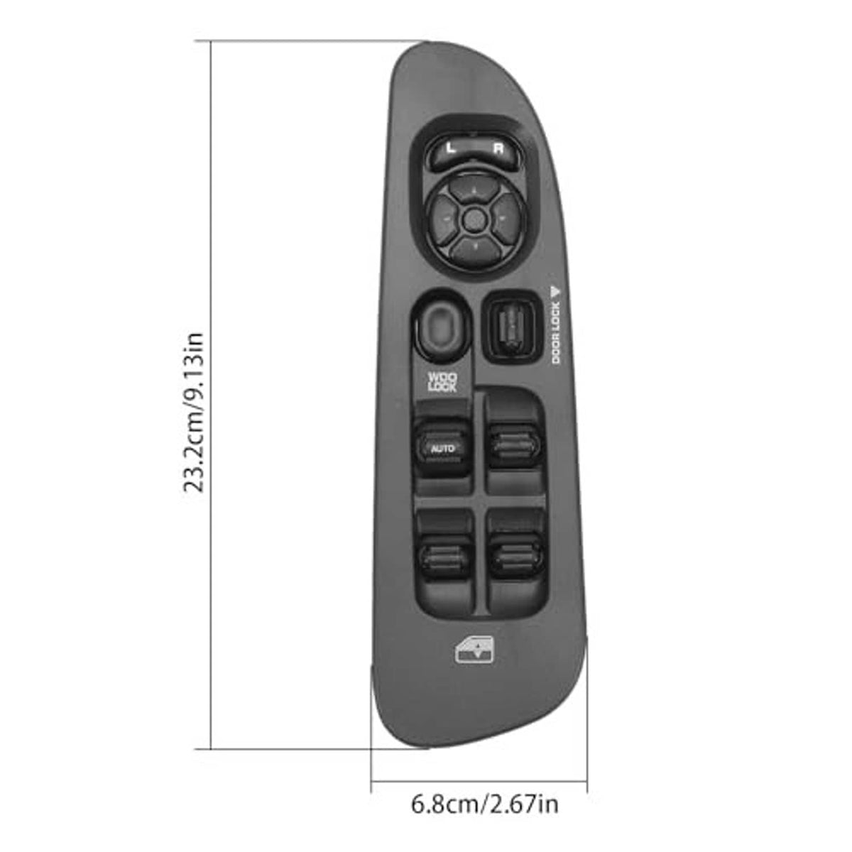 Window switch bezel panel with L/R control and buttons, dark gray
