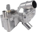 Aluminum thermostat housing with metal outlet tubes and sensor connector, silver finish