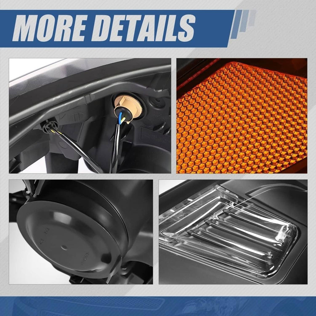 Passenger-side headlight detail: amber honeycomb reflector and clear lens housing