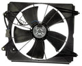 Engine cooling fan assembly with black blades and silver center hub