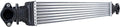 Turbo charge air intercooler with silver fin core and black plastic end tanks