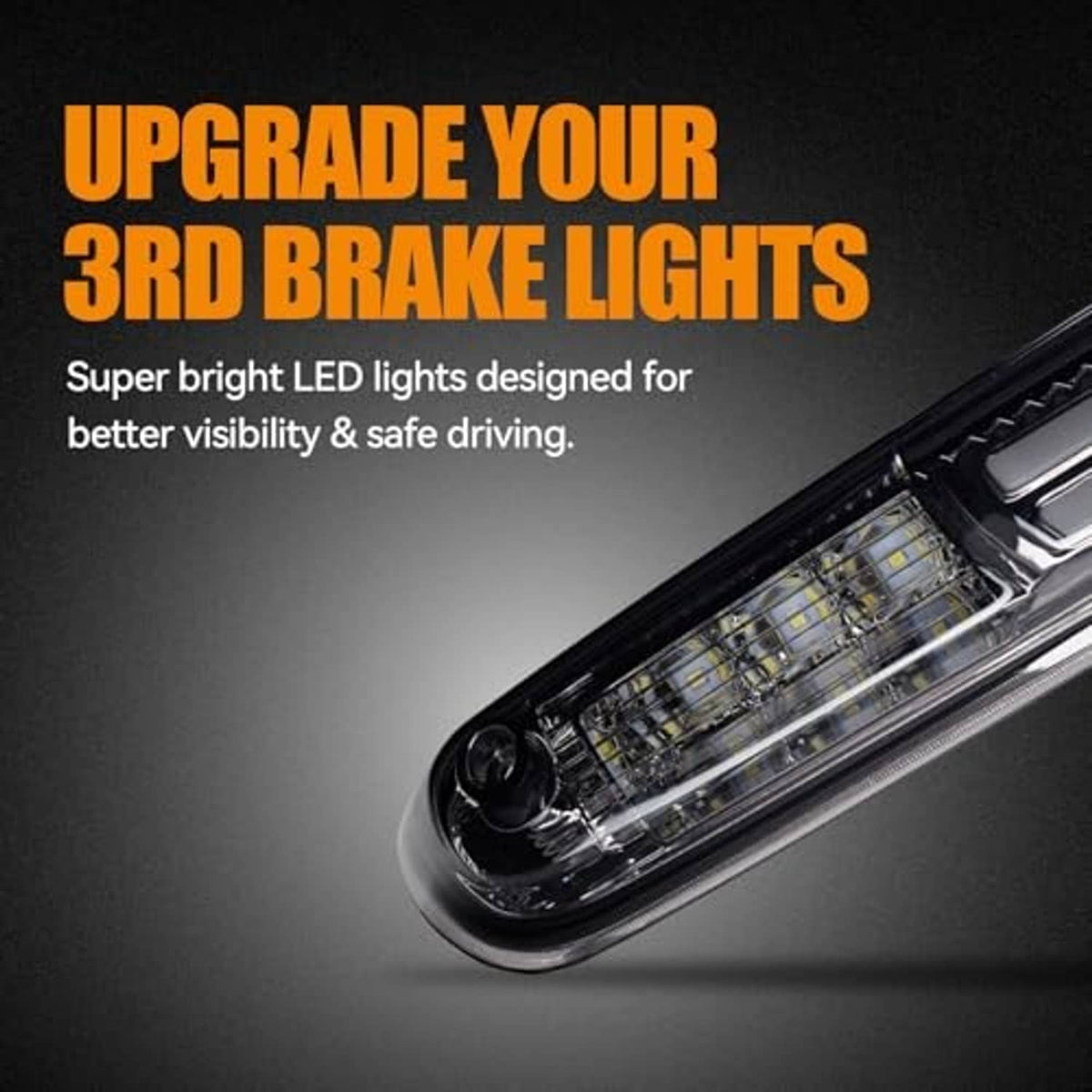 Third brake light unit with clear lens and visible internal LED circuit