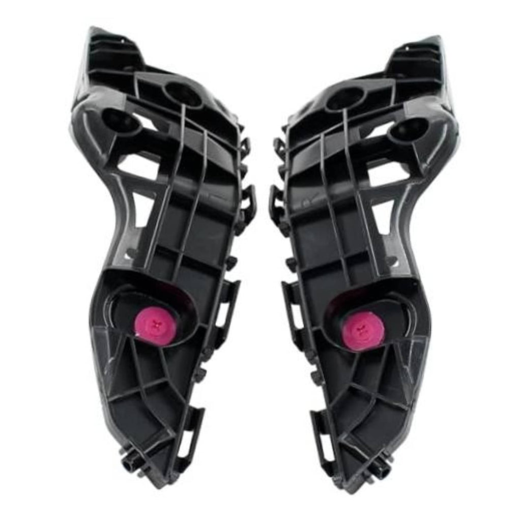 Front bumper bracket mount, black plastic left/right pair with pink retaining clips
