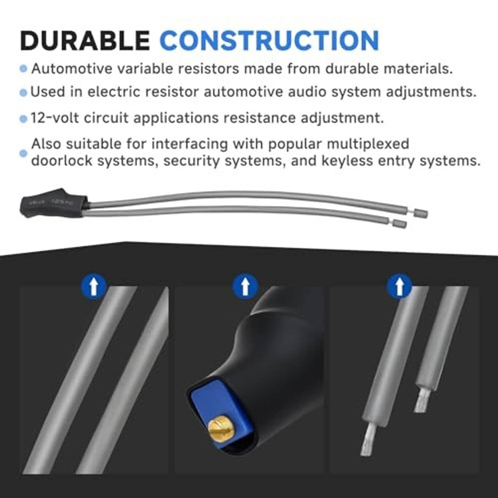 Variable resistor kit with durable construction, black housings, and silver leads; shown in a set