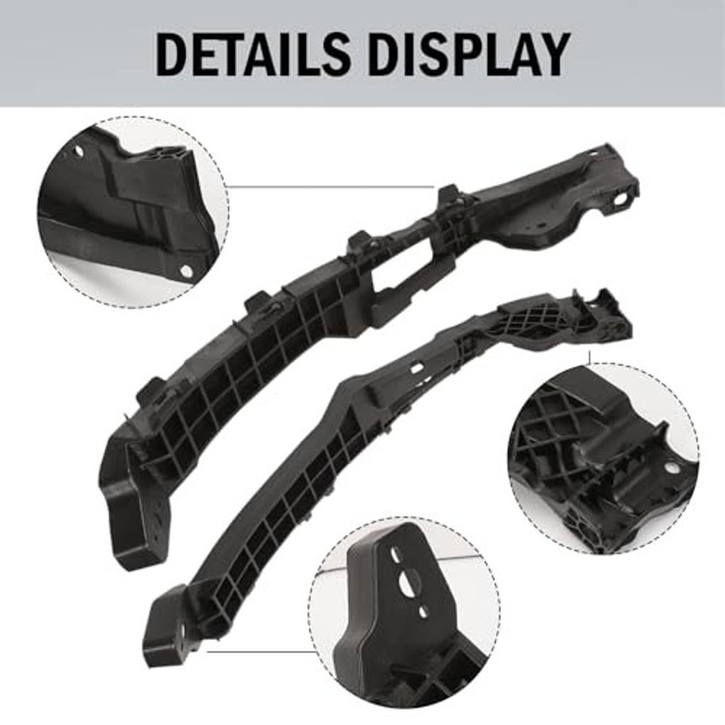 Two dark plastic headlight bracket mount retainers with molded grid structure