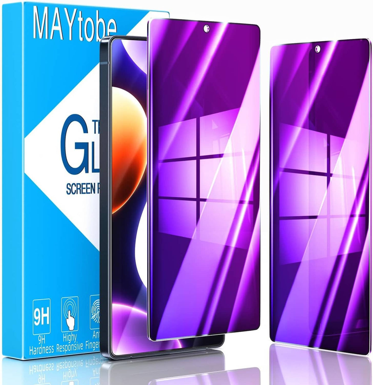 2-pack privacy screen protectors for Galaxy S25 Ultra, purple tinted glass film