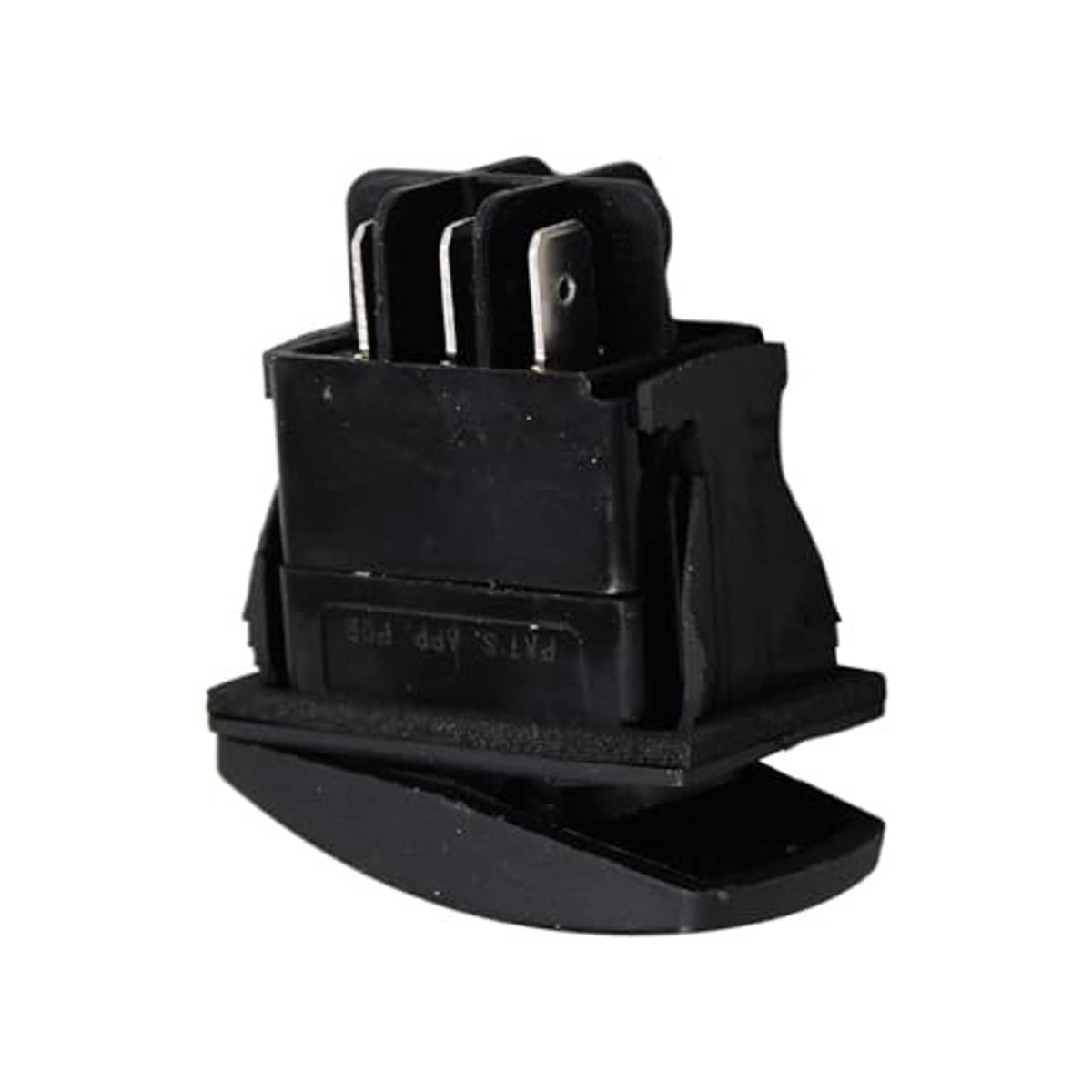 Black forward/reverse switch module with multi-pin terminals and rubber-like base