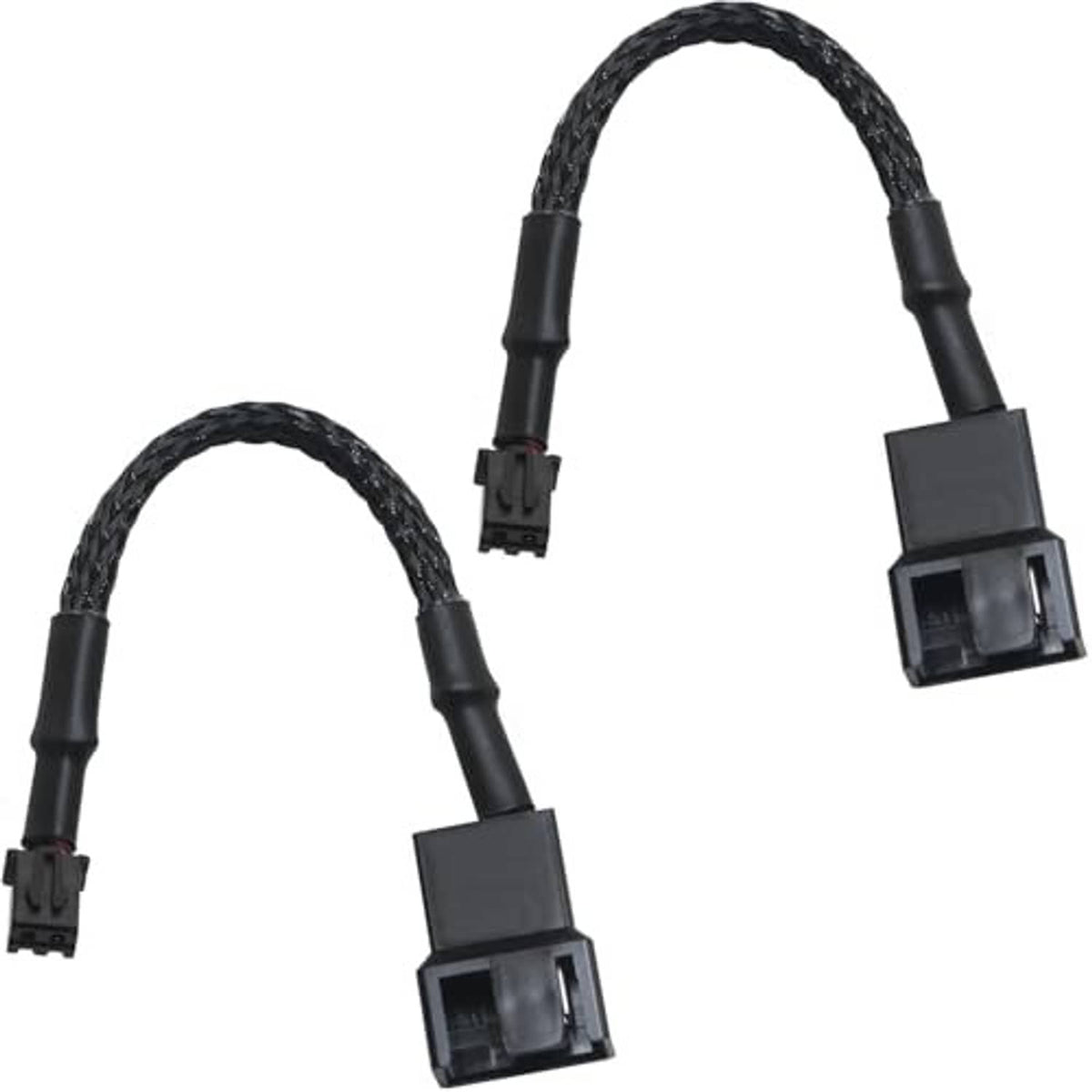 Dual mini 2-pin to 4-pin fan adapter cables with square JST XH and fan plug, black