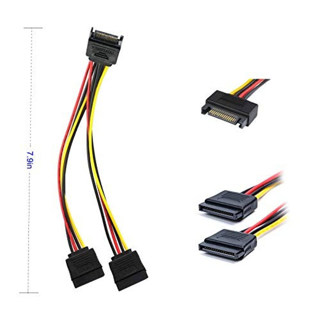 SATA data splitter cable with dual stacked connectors and braided wire harness