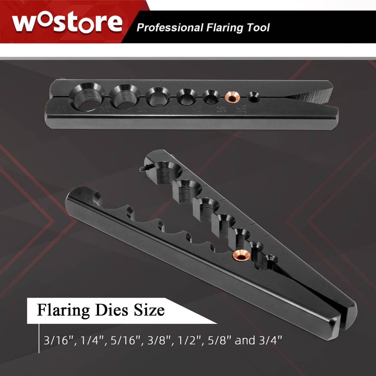 Tube flaring dies bar with multiple die sizes and small copper inserts